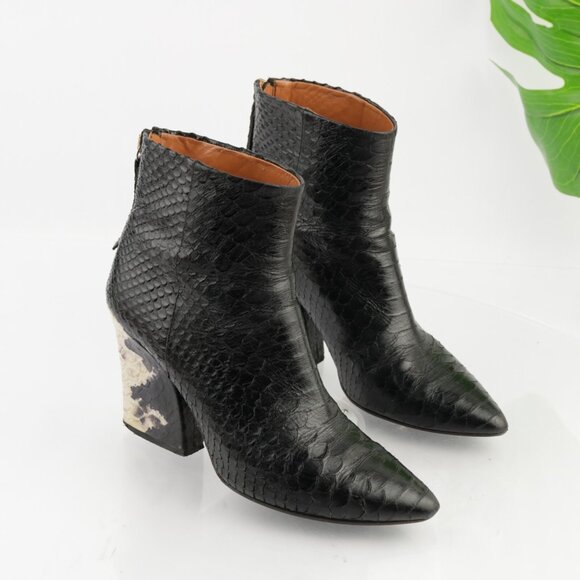 And Other Stories Womens Boots Size 39 8 Black Python Pointed Block Heel Italy - Picture 13 of 14